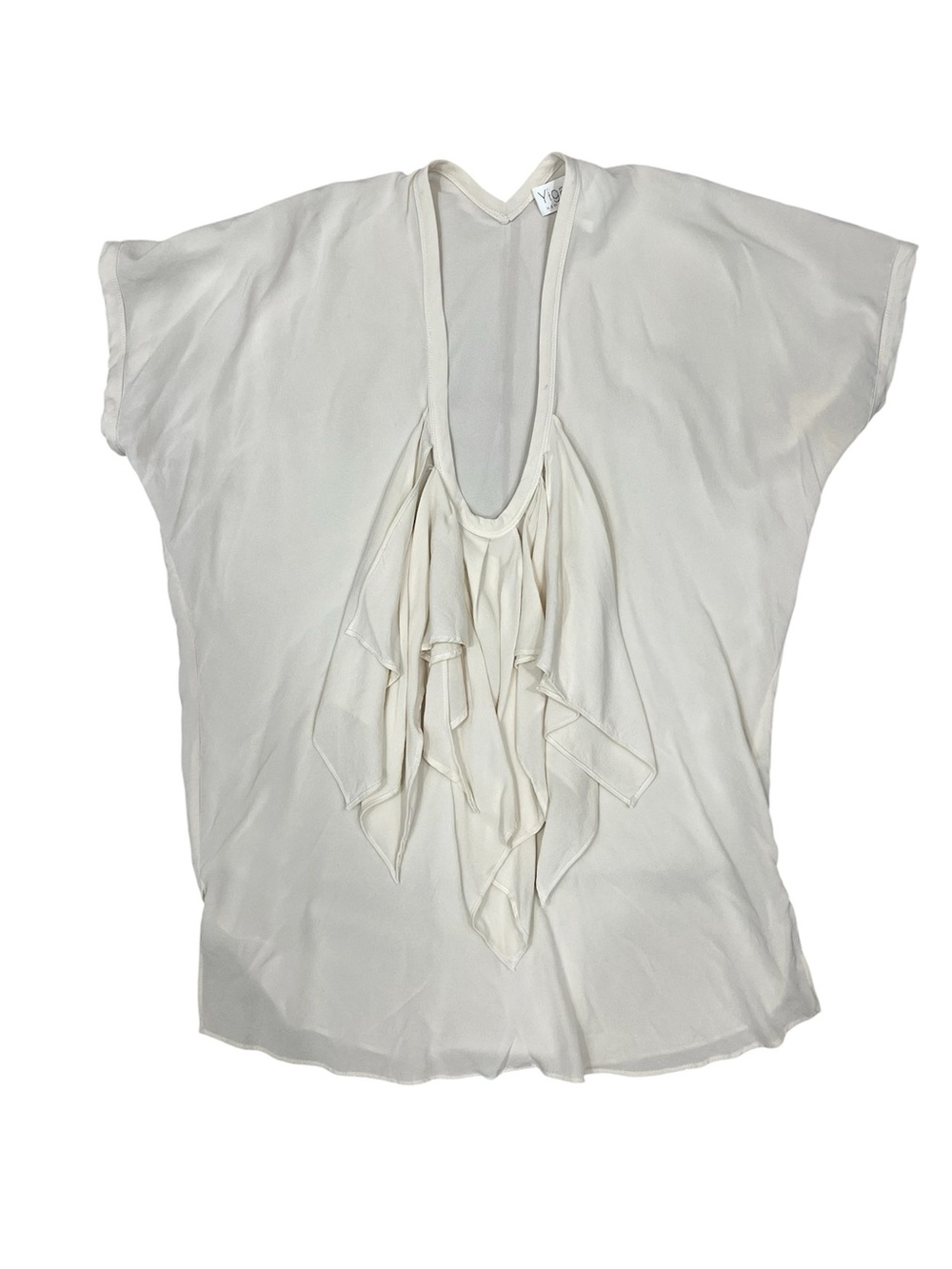 Yigal Azrouel Cascading Ruffle Art Deco Silk Tunic Blouse